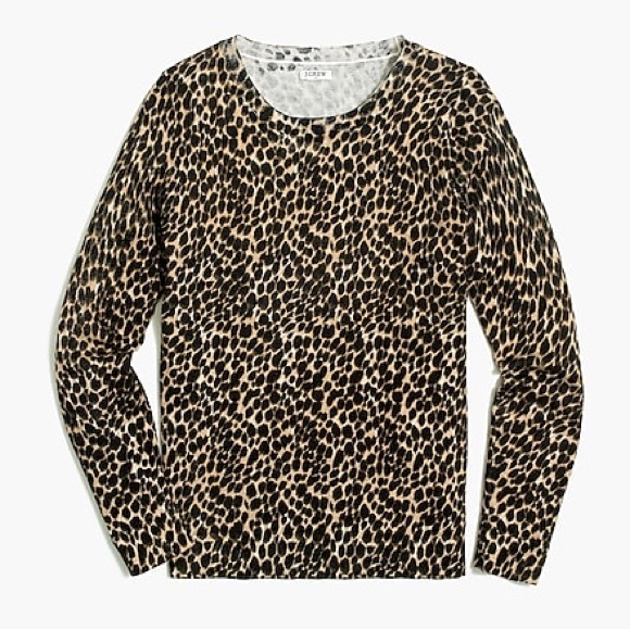J.Crew Factory Leopard Animal Print Teddie Sweater Crewneck Cotton Sz XS - Picture 1 of 8